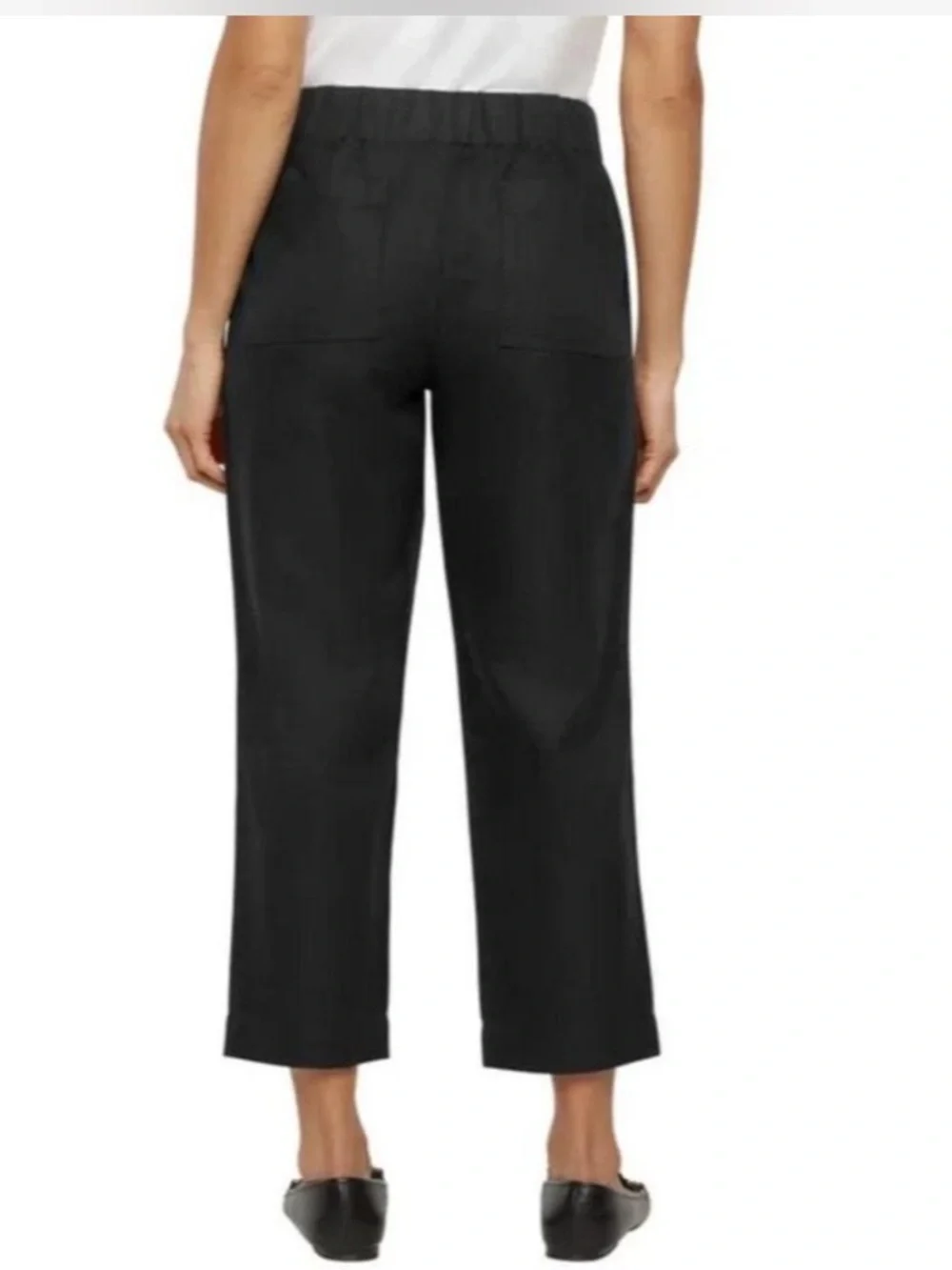 Banana Republic Linen, cotton lyocell, Black Cropped Tailored straight leg pant